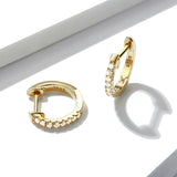 925 Silver Colorful CZ Small Circle Hoop Earrings Wedding Noble Jewelry