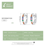 925 Silver Colorful CZ Small Circle Hoop Earrings Wedding Noble Jewelry