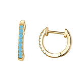 925 Silver Colorful CZ Small Circle Hoop Earrings Wedding Noble Jewelry
