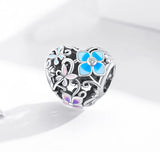 925 Sterling Silver Colorful Heart Charms Pendant for Bracelets Women