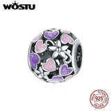 925 Sterling Silver Colorful Heart Charms Pendant for Bracelets Women