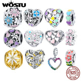 925 Sterling Silver Colorful Heart Charms Pendant for Bracelets Women
