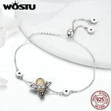 925 Silver Crown Bee Chain Link Bracelet with Big Stone