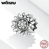925 Sterling Silver Sunflower Charms Bead for Bracelets