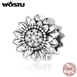 925 Sterling Silver Sunflower Charms Bead for Bracelets