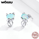925 Silver Cat Opal Stud Earrings Wedding Jewelry Gift