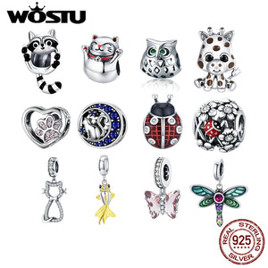 925 Sterling Silver Ladybug Insect Cat Charms Pendant for Bracelets DIY Jewelry