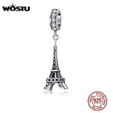 925 Silver Eiffel Tower Charm Zircon Bead for Bracelet Pendant
