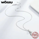 925 Silver Flower Fairy Dangle Pendant Necklace Gift for Women