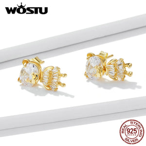 925 Silver Plated Girl Bear Dangle Earrings For Women