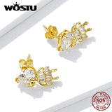925 Silver Plated Girl Bear Dangle Earrings For Women