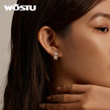 925 Silver Plated Girl Bear Dangle Earrings For Women