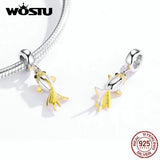 925 Silver Golden Koi Charm Zircon Beads Bracelet Pendant 925 Jewelry