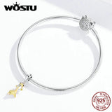 925 Silver Golden Koi Charm Zircon Beads Bracelet Pendant 925 Jewelry