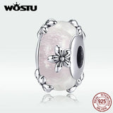 925 Silver Grass Sakura Beads Bracelet & Dangle Gift CQC1302