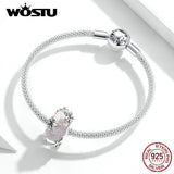 925 Silver Grass Sakura Beads Bracelet & Dangle Gift CQC1302