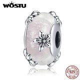 925 Silver Grass Sakura Beads Bracelet & Dangle Gift CQC1302