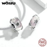 925 Silver Grass Sakura Beads Bracelet & Dangle Gift CQC1302