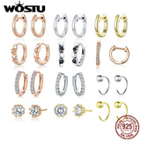 925 Silver Heart Star Zircon Stud Earrings Wedding Jewelry