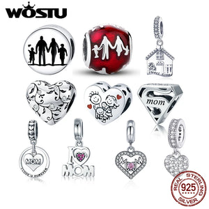 925 Silver Family Love Charms Pendant for Bracelet DIY Jewelry Gift