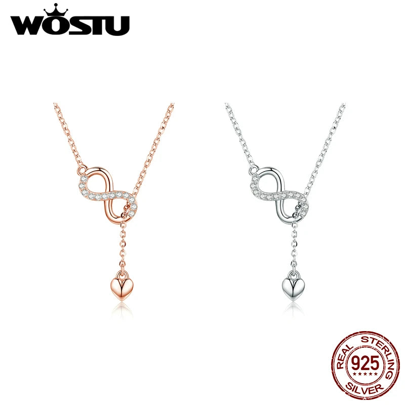925 Silver Infinity Heart Pendant Necklace Romantic Gift
