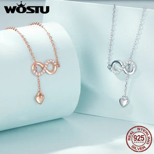 925 Silver Infinity Heart Pendant Necklace Romantic Gift