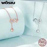 925 Silver Infinity Heart Pendant Necklace Romantic Gift