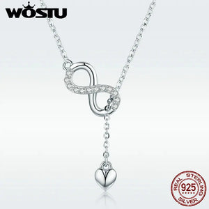 Infinity Love Heart Pendant Necklace Silver Jewelry Romantic Gift
