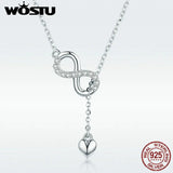 Infinity Love Heart Pendant Necklace Silver Jewelry Romantic Gift