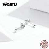 925 Silver Ball Stud Earrings Like Beans Shape CQE581