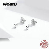 925 Silver Ball Stud Earrings Like Beans Shape CQE581