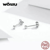 925 Silver Ball Stud Earrings Like Beans Shape CQE581