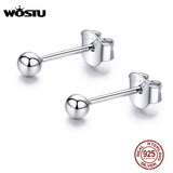 925 Silver Ball Stud Earrings Like Beans Shape CQE581