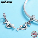 925 Silver Mermaid Tear Sea Crystal Bead Charm for Bracelet Pendant