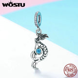 925 Silver Mermaid Tear Sea Crystal Bead Charm for Bracelet Pendant