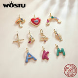 925 Silver Plated Letter Heart Snake Pendant Necklace