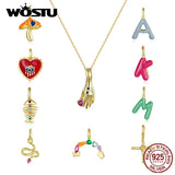 925 Silver Plated Letter Heart Snake Pendant Necklace