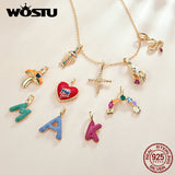 925 Silver Plated Letter Heart Snake Pendant Necklace