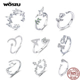 Adjustable 925 Silver Ring Women Open Size Wedding Engagement Jewelry FIR323
