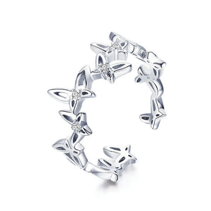 Adjustable 925 Silver Ring Women Open Size Wedding Engagement Jewelry FIR323