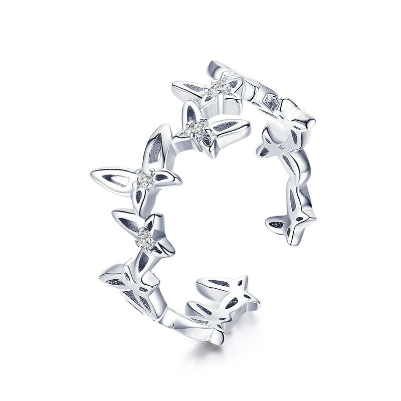 Adjustable 925 Silver Ring Women Open Size Wedding Engagement Jewelry FIR323