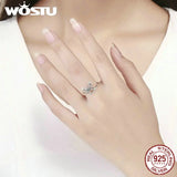 Adjustable 925 Silver Ring Women Open Size Wedding Engagement Jewelry FIR323