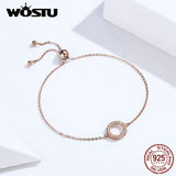 925 Silver Rose Bracelet Round Chain Link for Women FIB030