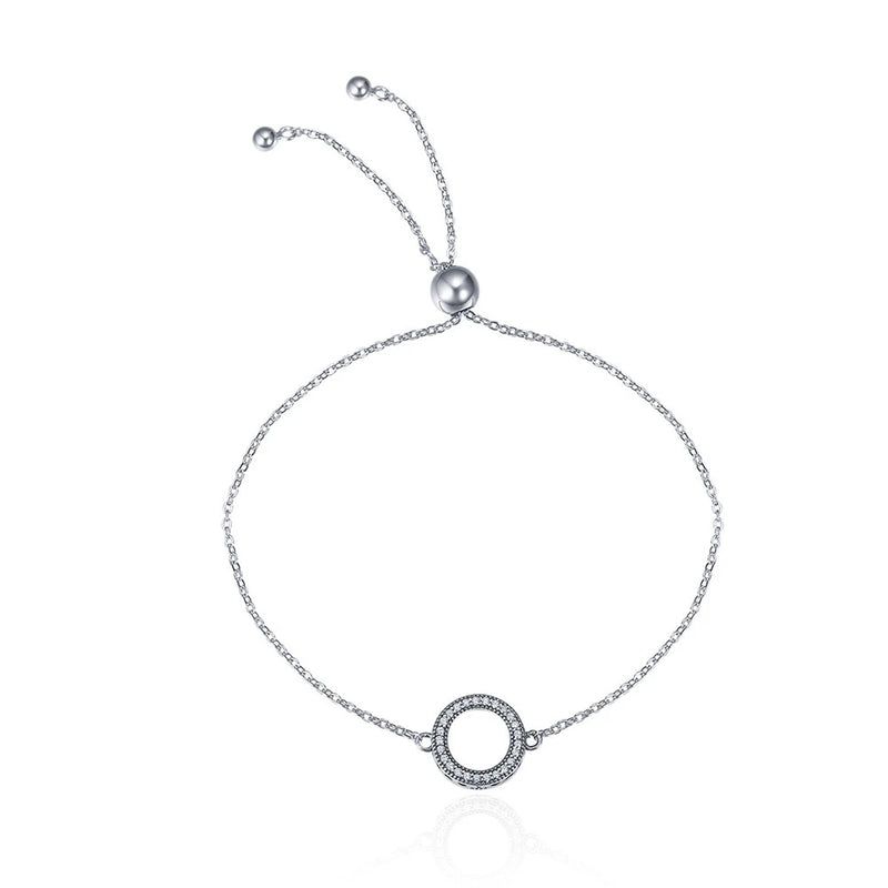 925 Silver Rose Bracelet Round Chain Link for Women FIB030