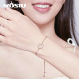 925 Silver Rose Bracelet Round Chain Link for Women FIB030