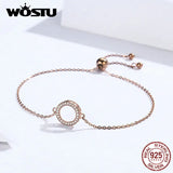 925 Silver Rose Bracelet Round Chain Link for Women FIB030