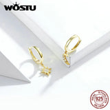 925 Silver Star & Moon Zircon Earrings Women CQE785