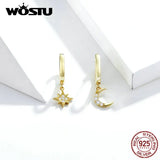 925 Silver Star & Moon Zircon Earrings Women CQE785