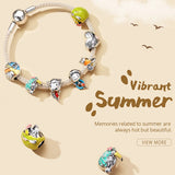 925 Silver Summer Journey Charm Pendant for Bracelets DIY Jewelry Gift