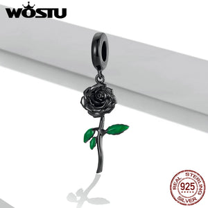 925 Sterling Silver Rose Charm Pendant for Bracelet Necklace